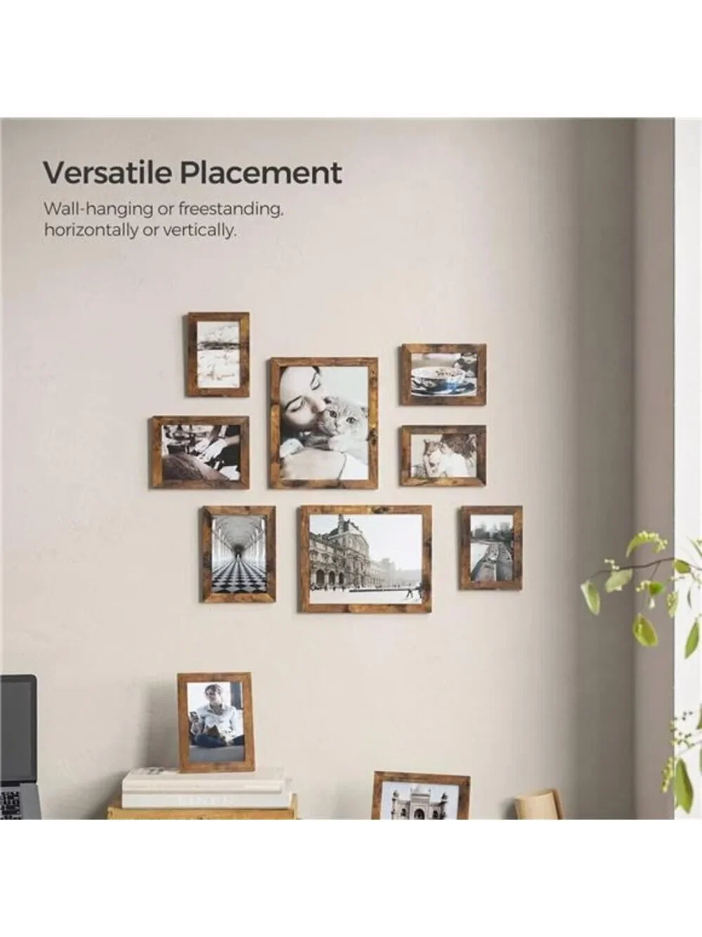 Rustic Brown Picture Frame Set 10 Pack Wall Collage Photo Frames Home Decor